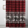 Sofia 72 Inch Red Black Plaid Bear Shower Curtain - Polyester Microfiber Bathroom Decor