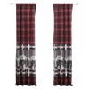 Sofia 84 Inch Red Black Plaid Bear Panel Curtains, Microfiber Polyester, Insulated, 2 Panels & Tiebacks, 42x84 Inches