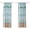 Vira 63 Inch Ocean Wave Beach Curtains, Linen Cotton Blend, Rod Pocket, 2 Panels, Tiebacks, Privacy Liner, Machine Washable