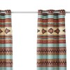 Southwest Microfiber Grommet Curtains 84 Inch, Geometric Print, 2 Panels + Tiebacks, Privacy Lined, Machine Washable
