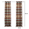 Porto 84 Inch Tropical Palm Leaf Curtains, Green & Blue, 2 Panels + Tiebacks, Microfiber, Lined, Machine Washable