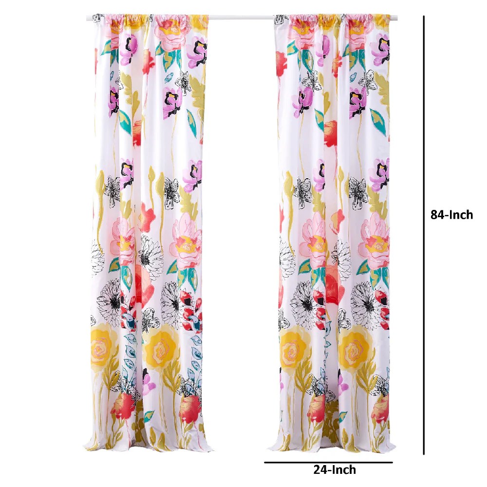 Minsk 84x42 Inch Gray Flower Curtains, Polyester, Lined, 2 Panels, Tiebacks, Vibrant Colors, Machine Washable