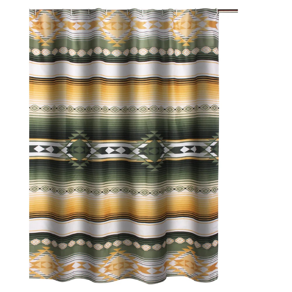 Jashua 72x72 Inch Southwest Shower Curtain, Yellow Stripe, Microfiber Polyester, Buttonhole, Modern Bathroom Decor