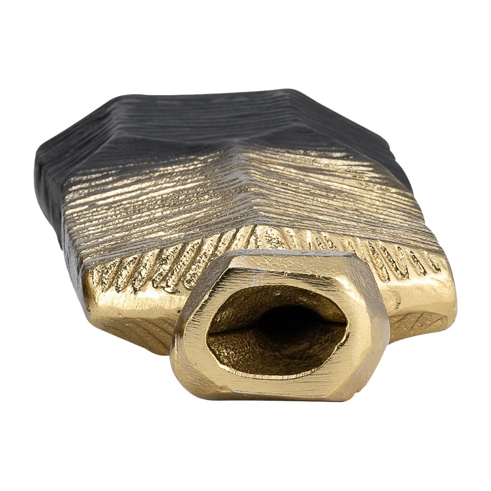 Kaya 9" Gold & Black Metal Vase - Square Geometric Accent Vase for Home Decor