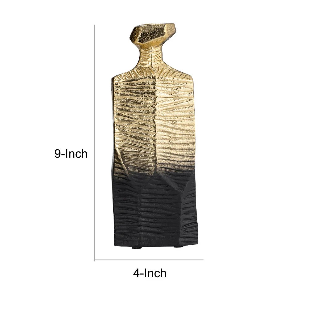 Kaya 9" Gold & Black Metal Vase - Square Geometric Accent Vase for Home Decor