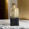 Kaya 9" Gold & Black Metal Vase - Square Geometric Accent Vase for Home Decor