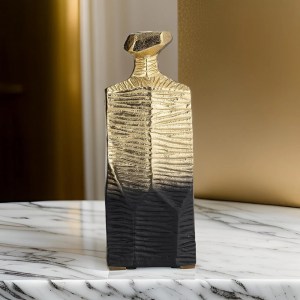 Kaya 9" Gold & Black Metal Vase - Square Geometric Accent Vase for Home Decor
