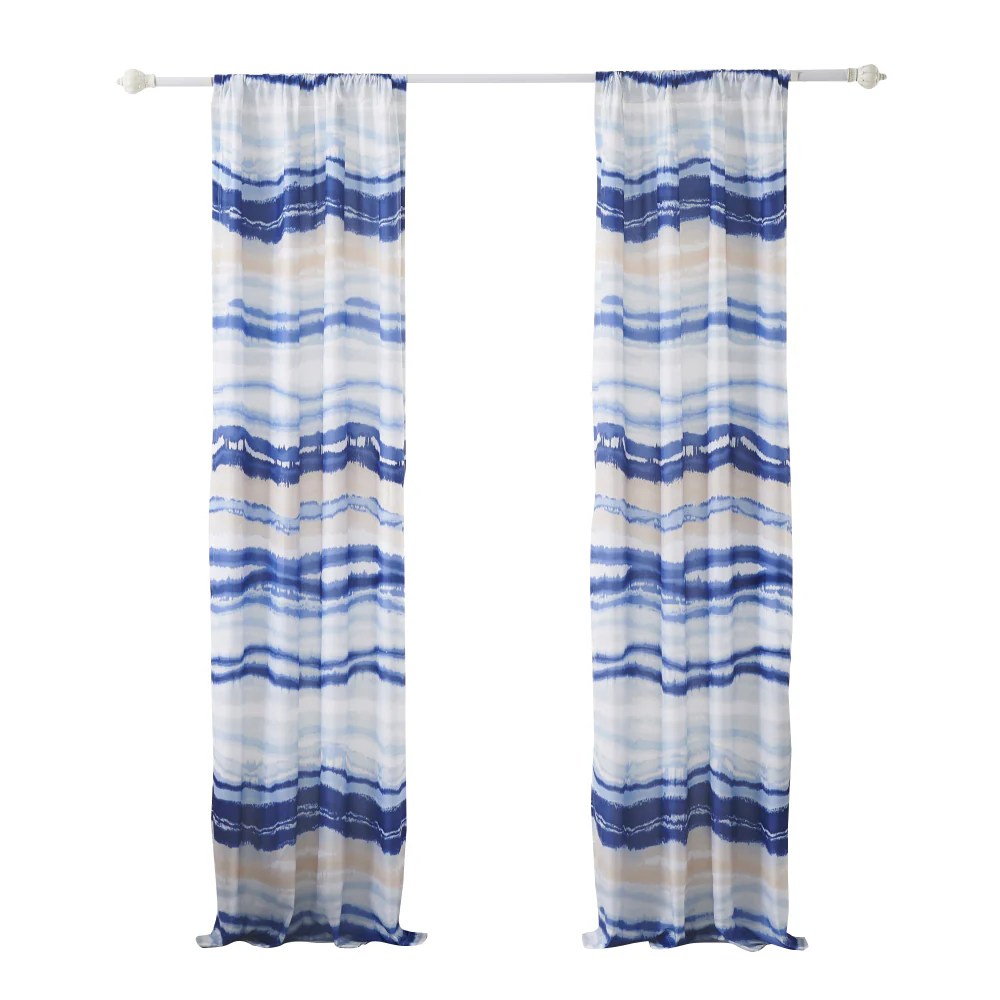 Oda 84 Inch Blue Ocean Wave Blackout Curtains, Microfiber Polyester, 2 Panels & Tiebacks, 42x84 Inch, Room Darkening, Privacy Curtains, Machine Washable