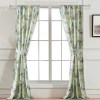 Eden 84" Green Microfiber Butterfly Songbird Window Curtains with Tiebacks - Privacy Liner, Rod Pocket, Botanical Floral Print