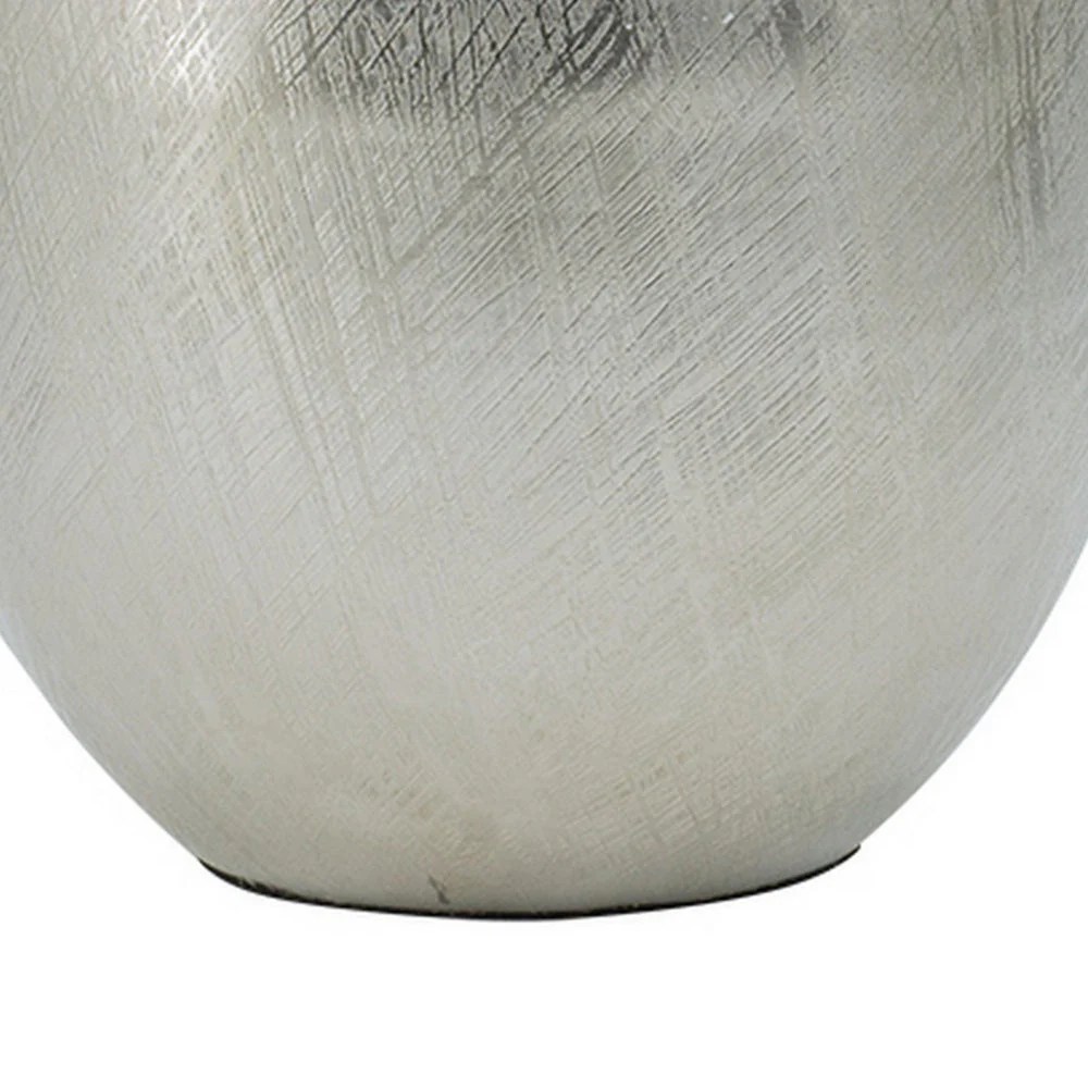 Silver Metal Vase, 14 Inch Tall, Modern Curved Bottleneck Vase, Aluminum, Decorative Flower Vase, Home Decor