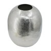 Chan 13" Silver Aluminum Metal Vase - Modern Round Curved Decorative Flower Vase for Home Decor