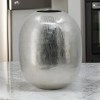 Chan 13" Silver Aluminum Metal Vase - Modern Round Curved Decorative Flower Vase for Home Decor