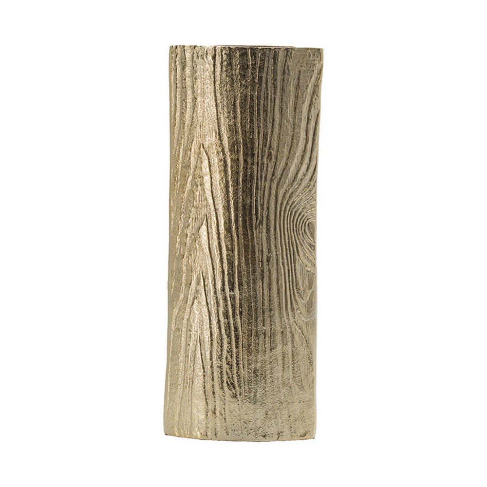 15-Inch Gold Aluminum Vase - Modern Decorative Flower Vase with Tree Trunk Texture - Rustic & Elegant Home Decor