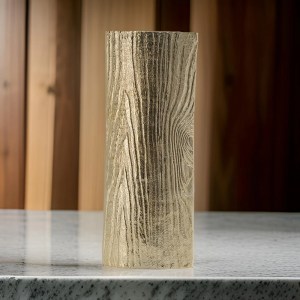 15-Inch Gold Aluminum Vase - Modern Decorative Flower Vase with Tree Trunk Texture - Rustic & Elegant Home Decor