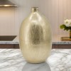 Gold Metal Vase, 14 Inch Tall, Modern, Curved, Bottleneck, Aluminum, Decorative Flower Vase