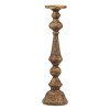 Mia 24" Antique Brass Metal Pillar Candle Holder - Turned Pedestal, Vintage Style, Bronze, Rustic, Decorative Accessory