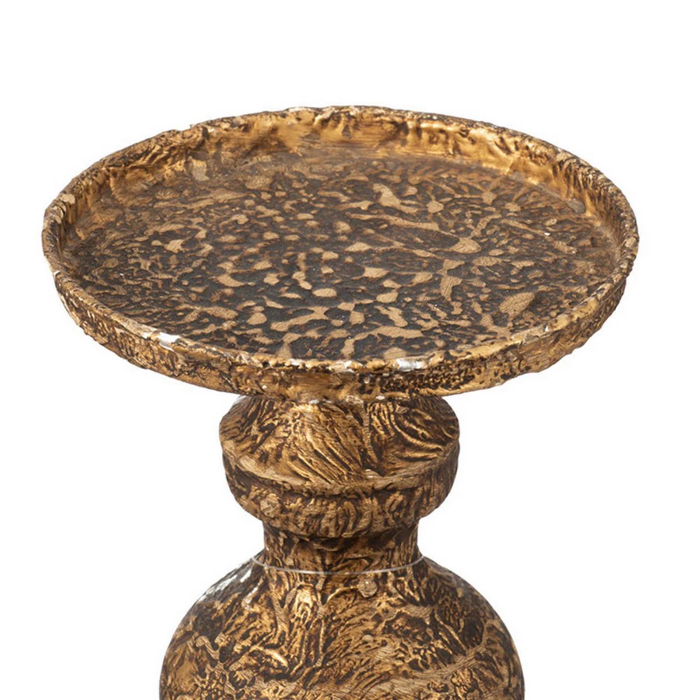 Mia 24" Antique Brass Metal Pillar Candle Holder - Turned Pedestal, Vintage Style, Bronze, Rustic, Decorative Accessory