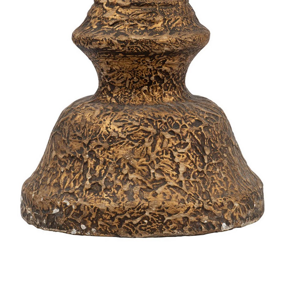 Mia 24" Antique Brass Metal Pillar Candle Holder - Turned Pedestal, Vintage Style, Bronze, Rustic, Decorative Accessory