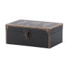Leo 3-Piece Decorative Storage Box Set - Vintage Floral MDF Boxes with Vegan Leather Lining & Metal Locks - Black & Gray