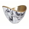 Sinzo 10" Gold Aluminum Decorative Bowl - Marble Texture, Modern, Lightweight, Watertight, Gray/White/Gold, 9.8L x 9.8W x 7.3H