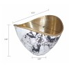 Sinzo 10" Gold Aluminum Decorative Bowl - Marble Texture, Modern, Lightweight, Watertight, Gray/White/Gold, 9.8L x 9.8W x 7.3H