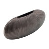 18" Gray Aluminum Oval Disc Vase - Modern Wenge Wood Texture Decorative Vase for Home Decor