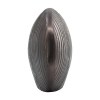 18" Gray Aluminum Oval Disc Vase - Modern Wenge Wood Texture Decorative Vase for Home Decor