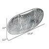 18" Gray Aluminum Oval Disc Vase - Modern Wenge Wood Texture Decorative Vase for Home Decor