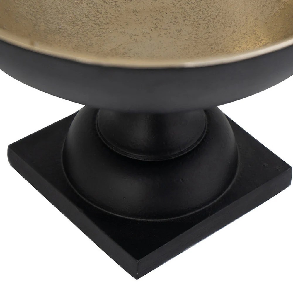 Vintage Gold & Black Aluminum Accent Bowl with Pedestal Stand - 10 Inch Decorative Bowl