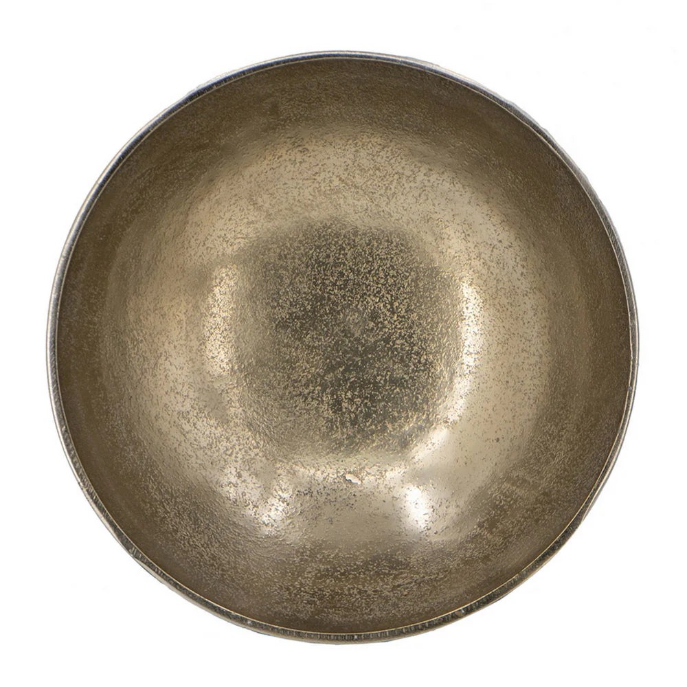 Vintage Gold & Black Aluminum Accent Bowl with Pedestal Stand - 10 Inch Decorative Bowl