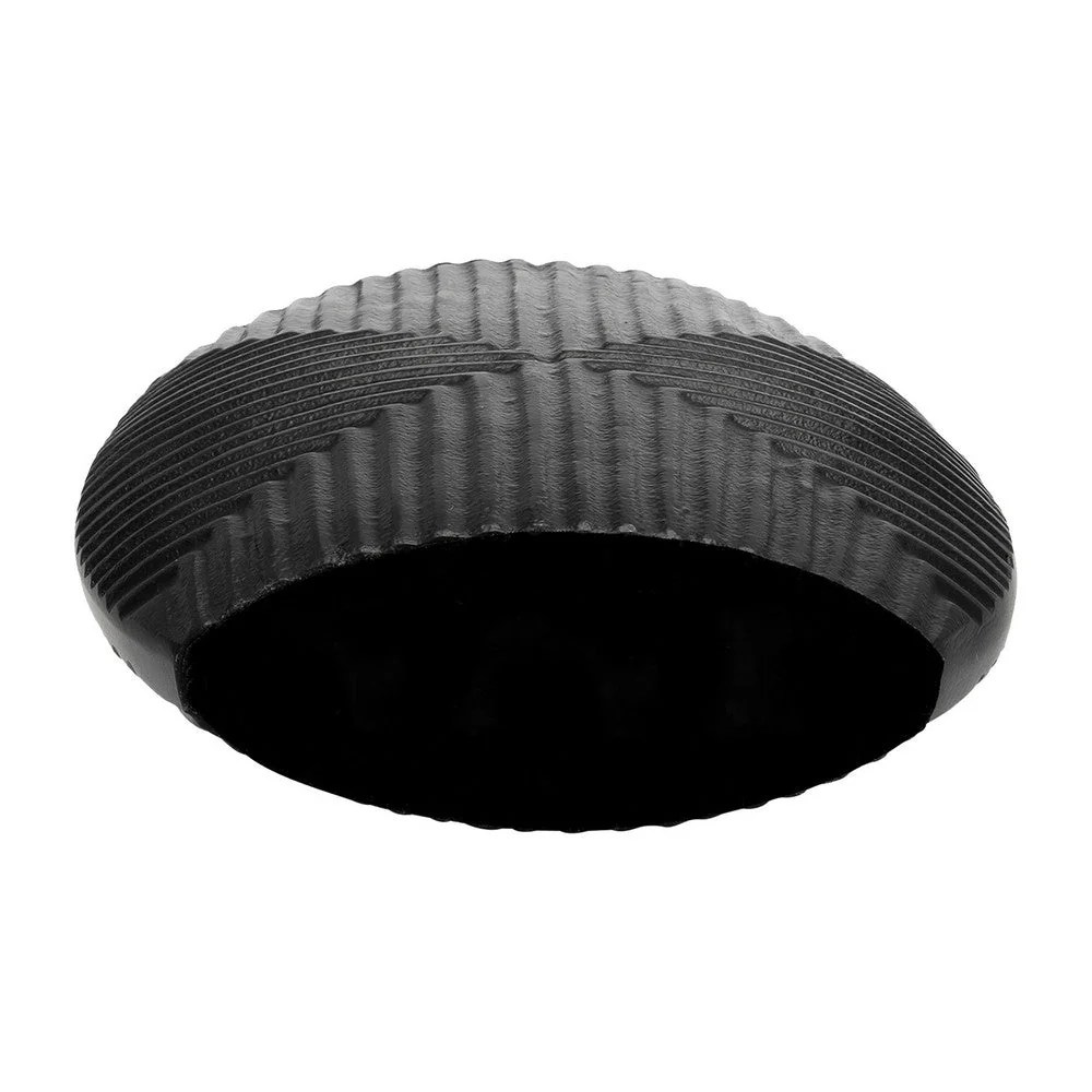 Ako 10 Inch Black Metal Ribbed Vase - Modern Contemporary Aluminum Accent Decor