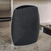 Ako 10 Inch Black Metal Ribbed Vase - Modern Contemporary Aluminum Accent Decor