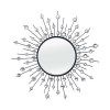 32 Inch Round Sunburst Mirror Wall Decor - Black & Silver Metal Hanging Art