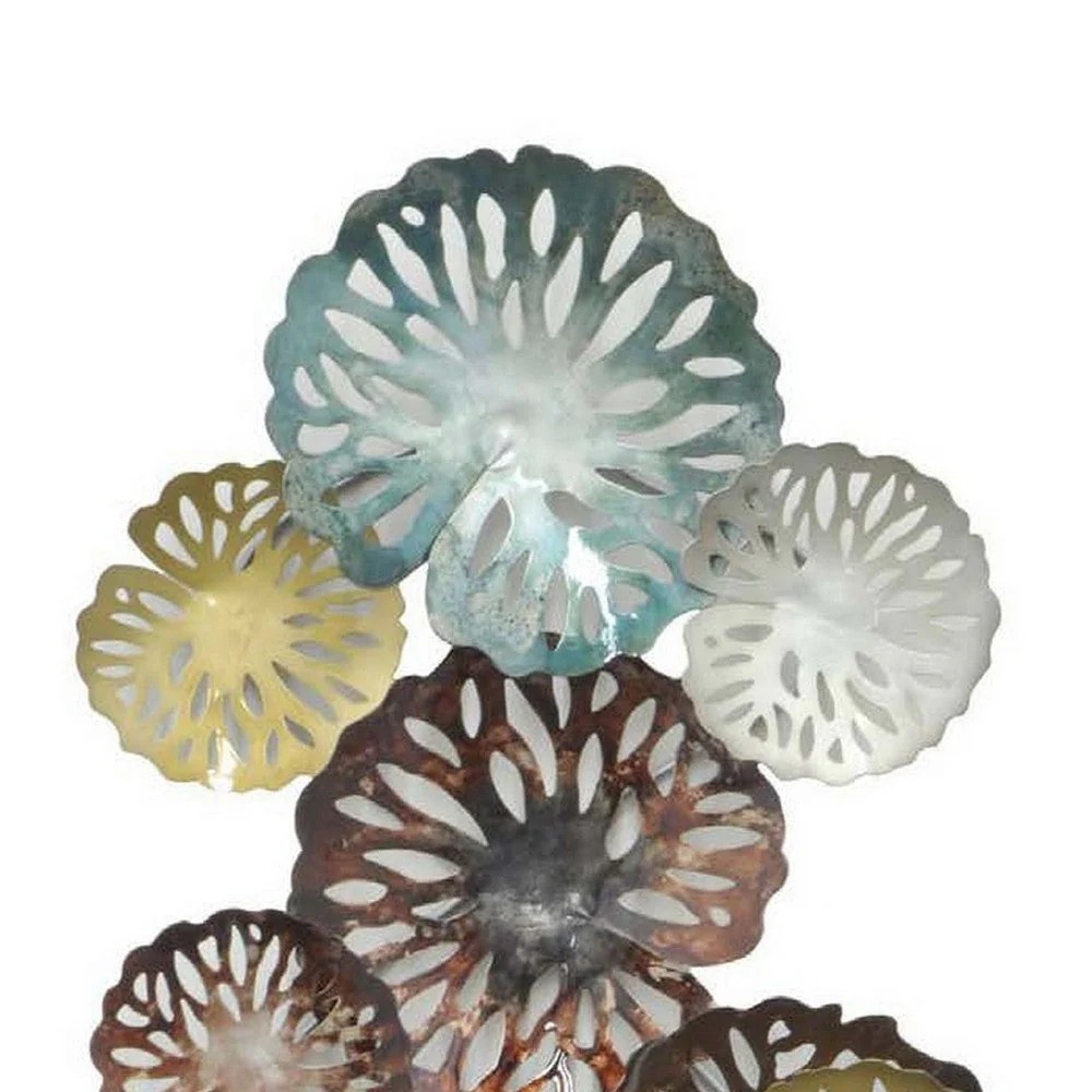 36 Inch Multicolor Metal Flower Wall Art Decor - Hanging Sculpture - Modern Contemporary Wall Hanging