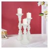 White Resin Candle Holders, Tall Pillar Candle Holders Set of 3, Weighted Base, Home Decor, Tabletop Decor, Accent Decor