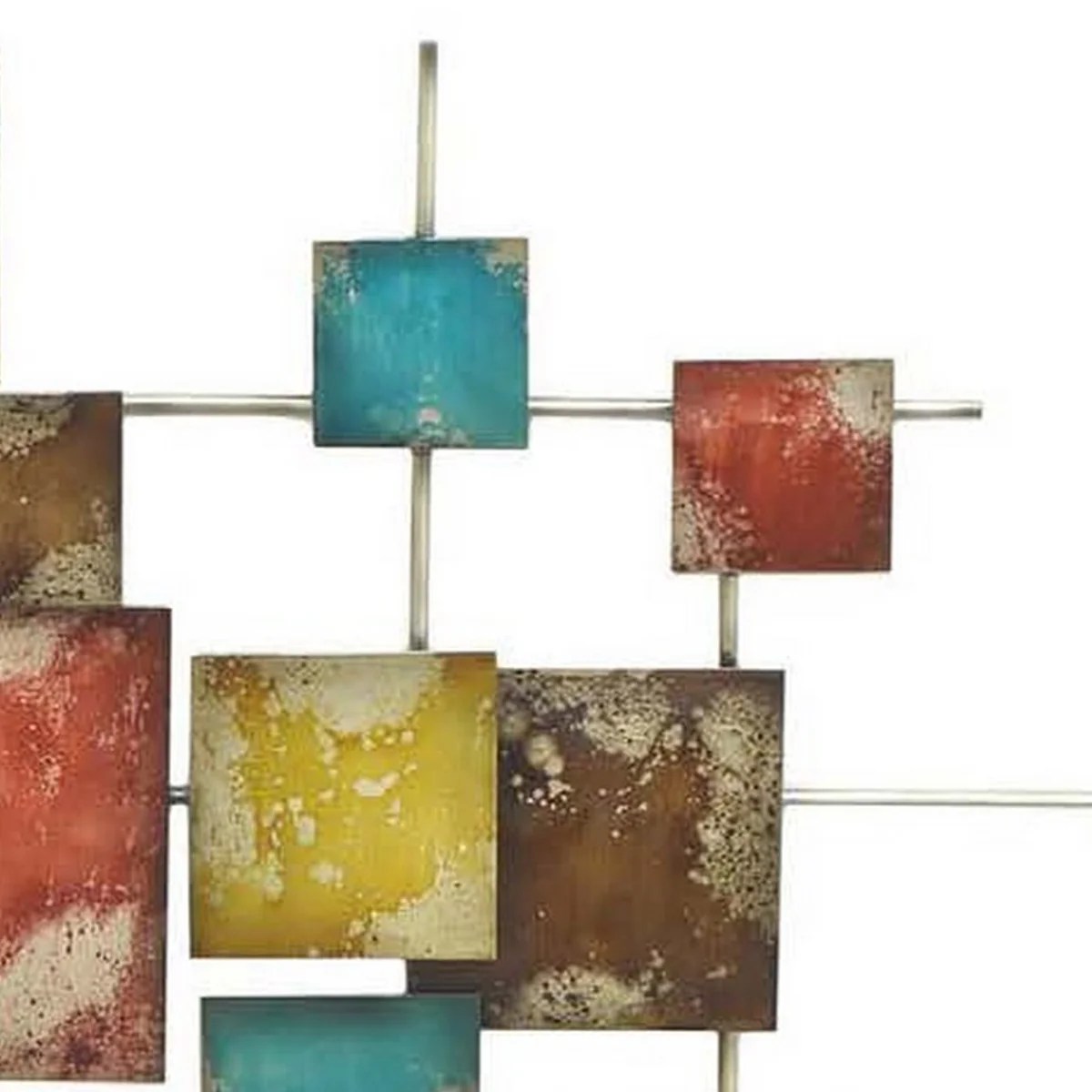 Dobi 36" Multicolor Metal Wall Art Abstract Square Modern Decor