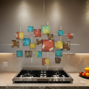 Dobi 36" Multicolor Metal Wall Art Abstract Square Modern Decor
