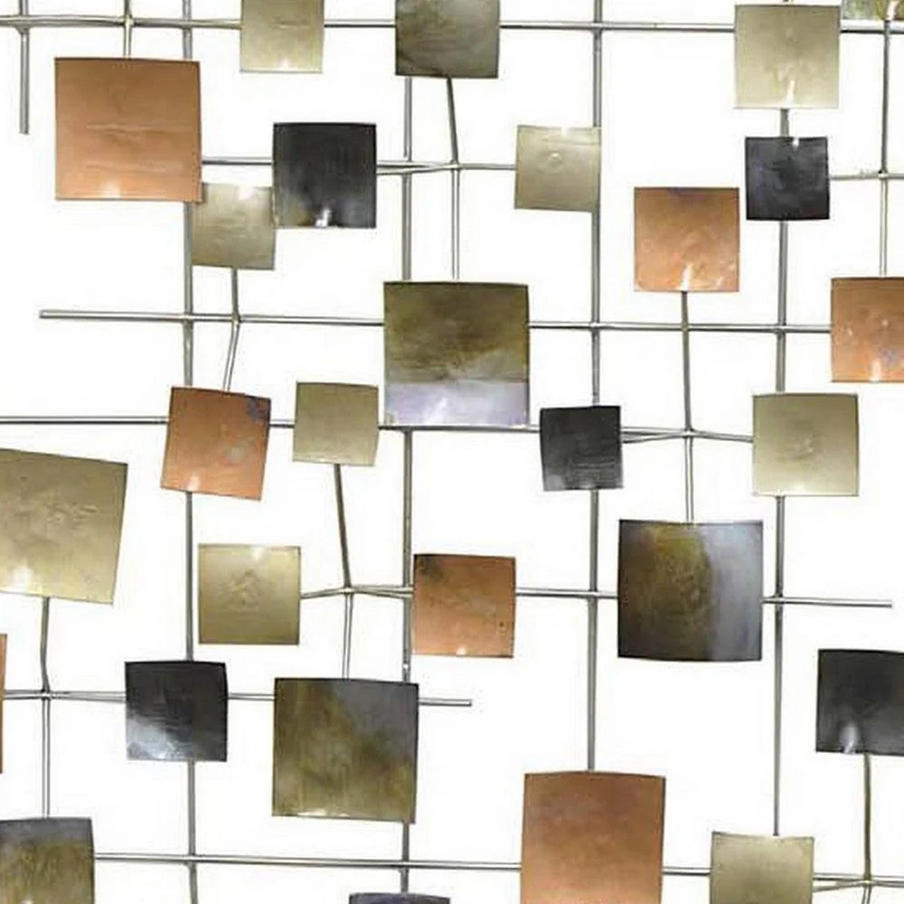Dobi 35 Inch Multicolor Metal Wall Art Abstract Modern Square Decor
