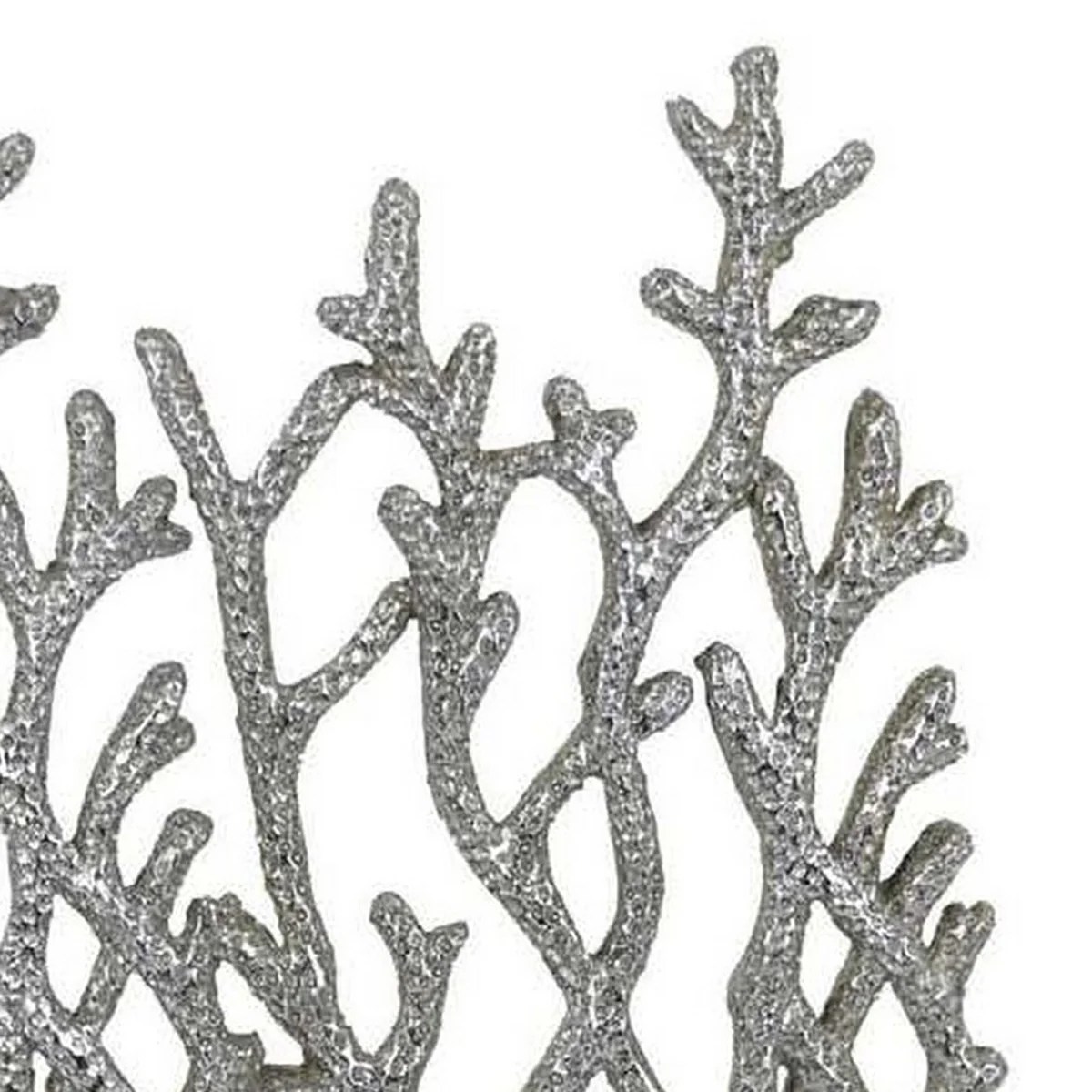 Spark 20" Silver & Black Resin Coral Tabletop Decor - Coastal Home Decor Accent