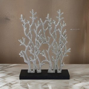 Spark 20" Silver & Black Resin Coral Tabletop Decor - Coastal Home Decor Accent