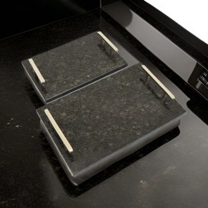 Entro Black Marble Trays Set of 2 with Gold Handles - Rectangular Serving Trays - Modern Decorative Home Accessory