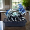 Eci 11" LED Dolphin Tabletop Water Fountain, Polyresin, Multicolor, Crystal Accents, Modern Decor