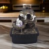 Eci 10 Inch Gray Wolf Tabletop Water Fountain with LED Lights - Polyresin, Rotating Crystal Ball, Modern Decor