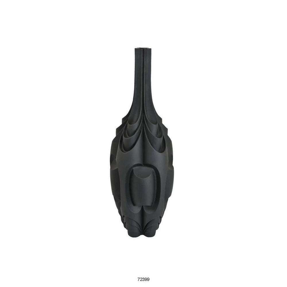 Helly 28" Black Resin Decorative Vase - Modern Intricate Design, Premium Ceramic, Indoor/Outdoor, 9.75" x 9.75" x 27.75"