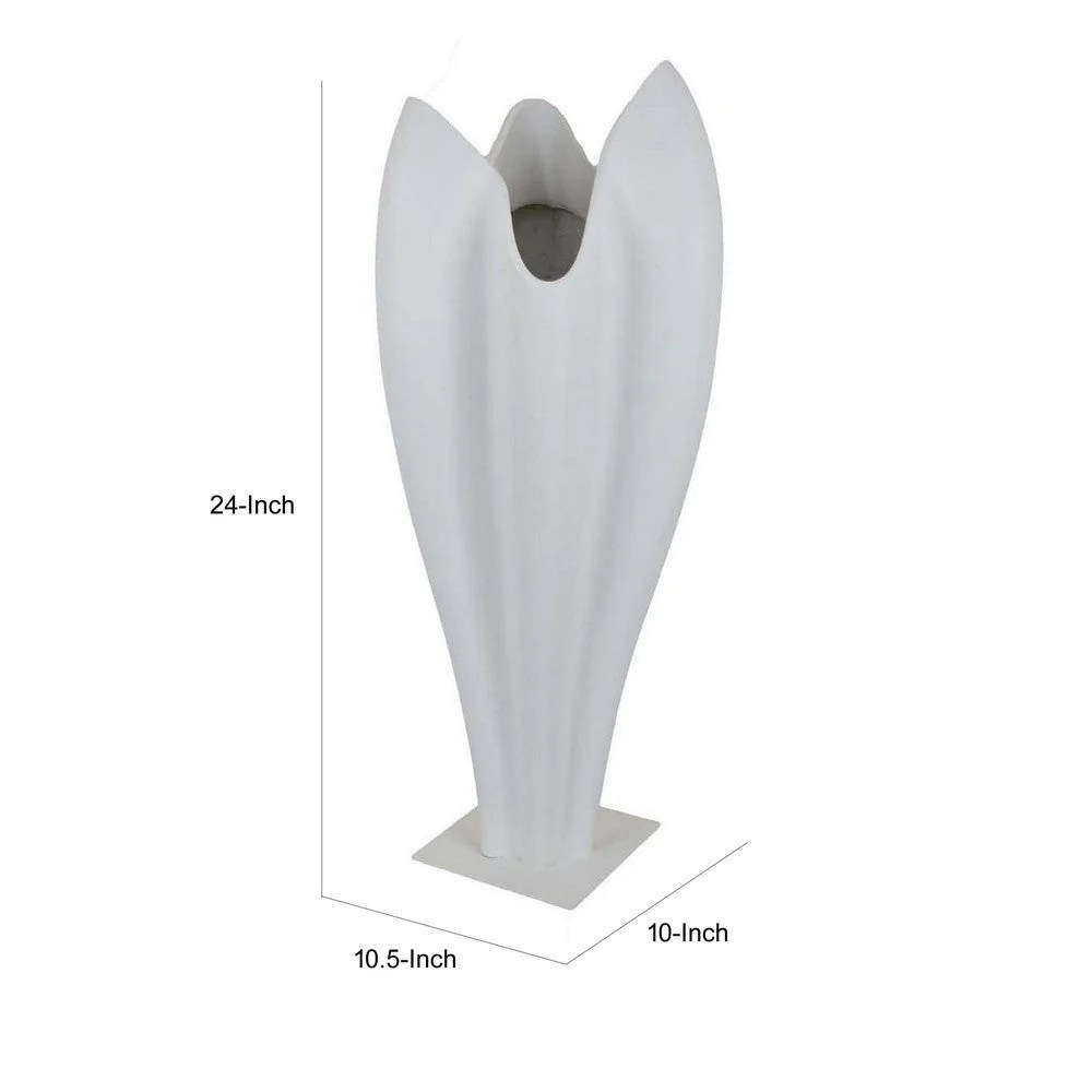 24 Inch White Resin Tulip Vase, Modern Square Base Accent Vase for Home Decor