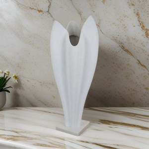 24 Inch White Resin Tulip Vase, Modern Square Base Accent Vase for Home Decor