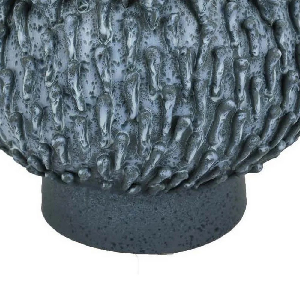 12 Inch Blue Ceramic Decorative Bowl, Modern Barnacle Style, Drop Accent, Centerpiece, Table Decor