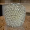 12 Inch Distressed Gray Ceramic Vase, Modern Studded Accent Vase, Decorative Tabletop Flower Vase, White Ceramic Vase