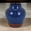Venny 12 Inch Ceramic Flower Vase - Antique Blue & Brown Two-Tone, Round, Transitional Style Decor