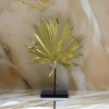 Menny 21" Gold Palm Leaf Resin Sculpture - Modern Decorative Home Decor Accent - Elegant Gold & Black Resin & Wood Stand
